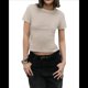 thumbnail image 1 of Camisetas de Algodón para Mujer, Cuello Redondo, Corta, Básicas, Informales, de Verano, Color Café , S, 1 of 9