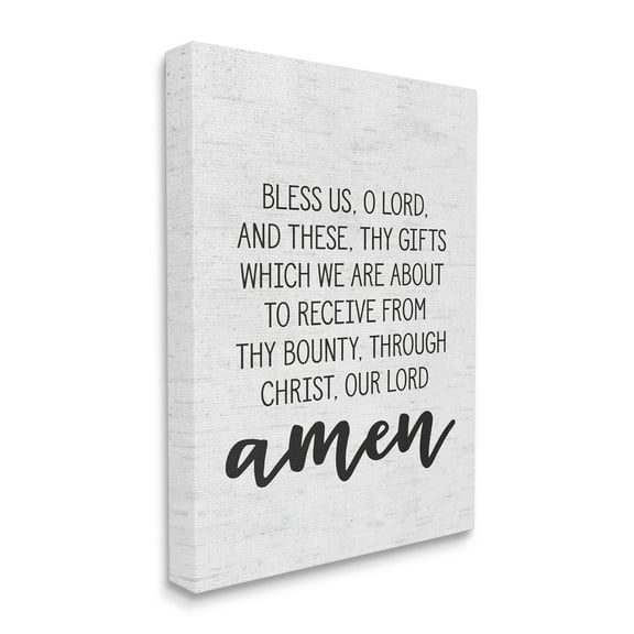 The Stupell Home Decor Collection Bless Us O Lord Before Meal Prayer Subtle Birch Typography Stretched Canvas Wall Art, 16 x 1.5 x 20
