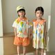 thumbnail image 2 of Conjunto de ropa de verano para niños, camisa y pantalones cortos con solapa estampada para niño, 2 uds., vestido elegante con cuello de pétalo para niñas, traje para hermanos y vacaciones, 2 of 6