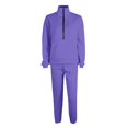 thumbnail image 6 of Women's Half Zip Stand Collar Sweatsuit Set, Long Sleeve Pullover & Joggers, Athletic Two Piece Set, Winter Workout Outfit, Running Yoga Gym Set Purple XXL, 6 of 8