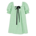 thumbnail image 7 of Arlun Womens Plaid Summer Mini Dresses Loose Comfort Fit Bow Square Neck Puff Sleeve Short Dress Trendy Lightweight Breathable Going out Dresses Streetwear Green XL, 7 of 7