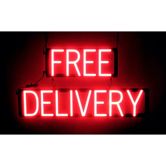 SpellBrite FREE DELIVERY LED Sign for Business. 28.4" x 15.0" Red FREE DELIVERY Sign Has Neon Sign Look With Energy Efficient LED Light Source. Visible from 500 Feet, 8 Animation Settings.