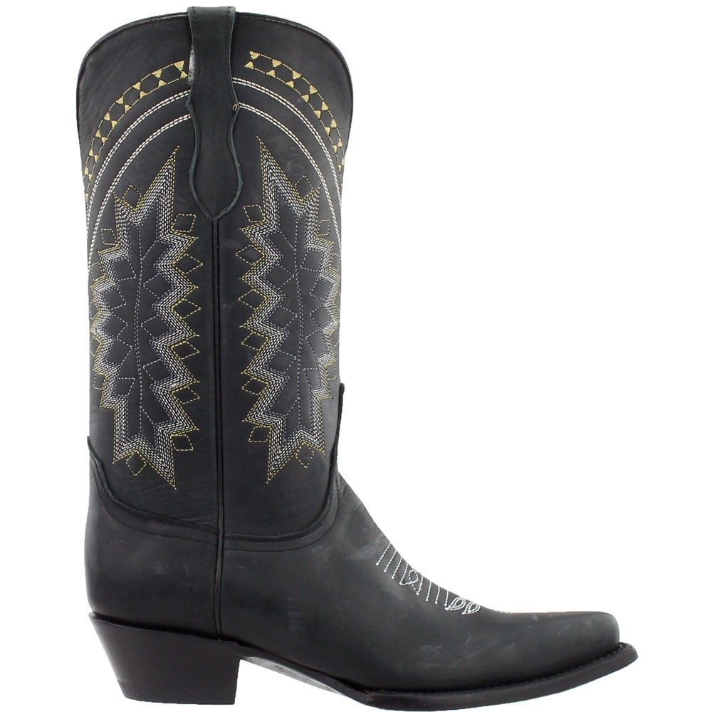 mid calf low heel black boots
