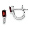 thumbnail image 1 of Solid 925 Sterling Silver Garnet January Red Gemstone Hinged Hoop Huggie Earrings - 12mm x 11mm, 1 of 3