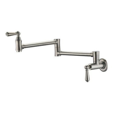 SUMERAIN Wall Mount Pot Filler Faucet Brushed Nickel Kitchen Sink Pot Filler Faucet Traditional Pot Filler Over Stove with Double Joint Swing Arms