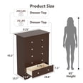thumbnail image 5 of Homall 5 Drawer Tall Dresser for Bedroom, Wide Storage Cabinet for Living Room, Wood Chest of Drawers with Metal Handles, Brown, 5 of 10