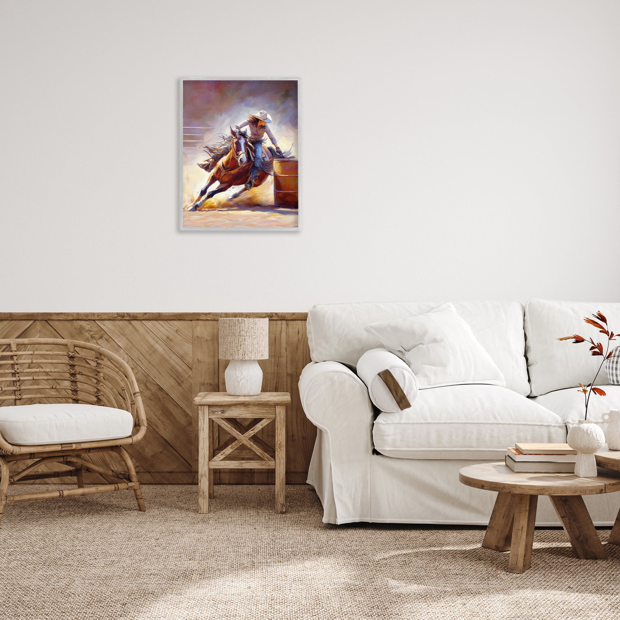 Stupell Industries Equestrian Jockey Girl Animals & Insects Painting Gray Framed Art Print Wall Art, 24 x 30