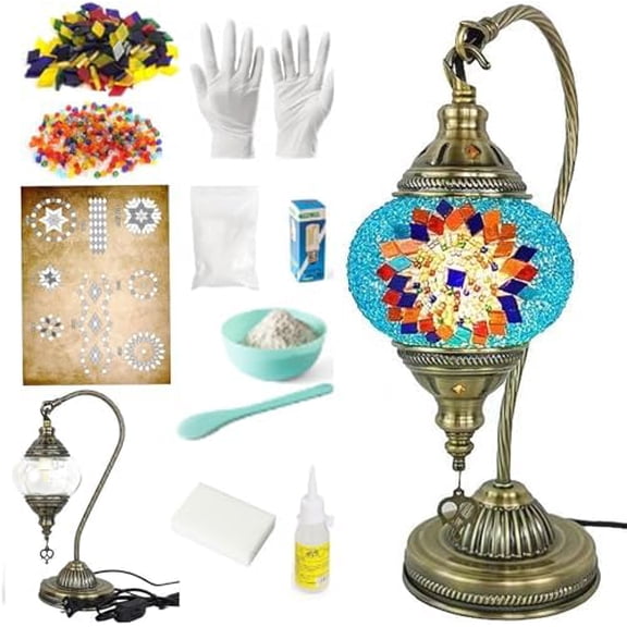 Turkish Mosaic Lamp Kit for Adult,DIY Colorful Glasses Mosaic Lamp Making Kit,Make Your Own Decorative Table Light$$Tools & Hardware Other