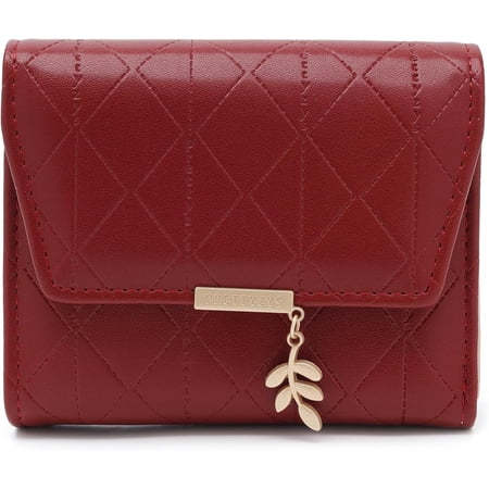 Small Wallet Women Leather RFID Blocking Card Holder Compact Wallets Zipper Pocket with ID Window
