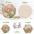 thumbnail image 5 of 6 Pcs Drink Coasters with Holder 3.94in Woven Coasters for Drinks Gradient Elegant Floral Coaster Set for Protection Table, 5 of 7