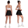 thumbnail image 4 of Only Moment Tennis Skirts for Women with Shorts Polyester,Spandex Yoga Shorts Casual Boho Ruffle Tiered Skorts High Waist Mini Skirts Golf Tennis Crochet Shorts Skorts for Women Black,XS, 4 of 6