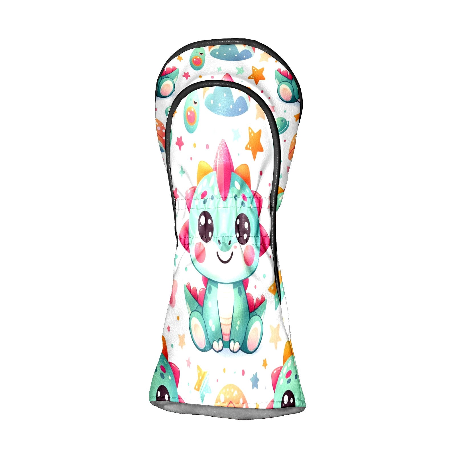 Golf Club Covers, Rainbow Cartoon Dinos Premium PU Leather Driver Hybrid Putter Head Covers with Velvet Lining, Waterproof Golf Gifts for Men Women
