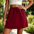 thumbnail image 5 of Miluxas Women's Athletic Mini Skirt Elastic Waist Drawstring Casual A Line Short Skirt with Pockets Lightweight Golf Tennis Skirt for Summer Wear Red, 5 of 7