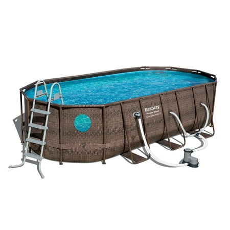 Bestway Power Steel Vista 18ft x 9ft x 48in Swimming Pool w/ Handheld (Best Way To Mix Concrete By Hand)