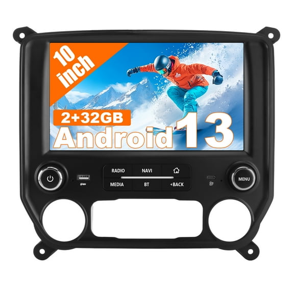 AWESAFE 2GB 32GB Android 13 Car Radio - 10" Touchscreen for GM Trucks 2014-2018 w/ Wireless CarPlay/Android Auto, GPS Navigation, Bluetooth, FM Radio