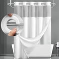 thumbnail image 4 of MMJ Shower Curtain Textured Color Block Waffle Weave Fabric Waterproof Snap Hooks Punch Free Bathroom Curtain 75x71in, 4 of 7