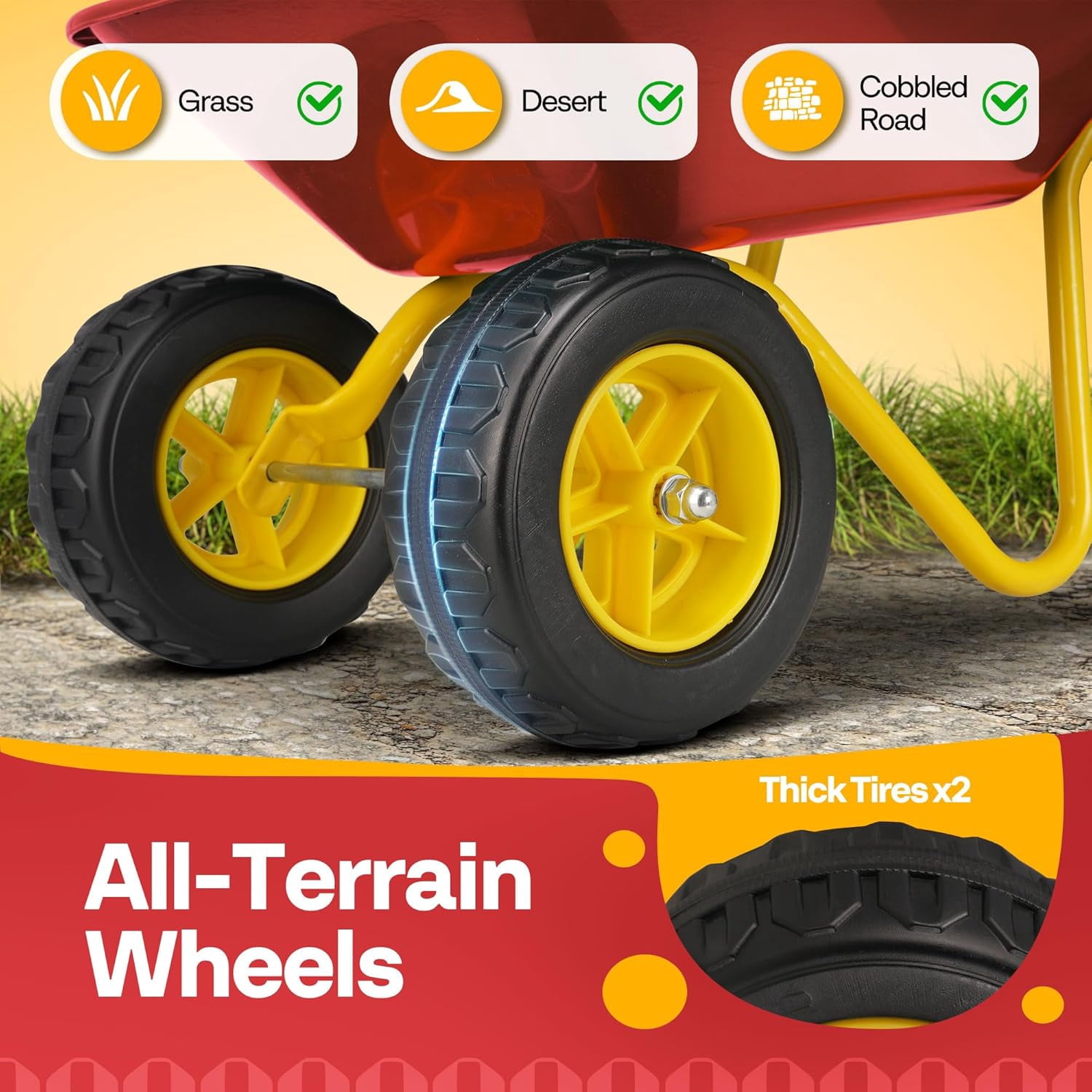 SPECSTAR Kids Wheelbarrow Children Garden cart with Toddler Gardening Tool Set Child Wheel Barrel Outdoor Indoor Toys Gift Red