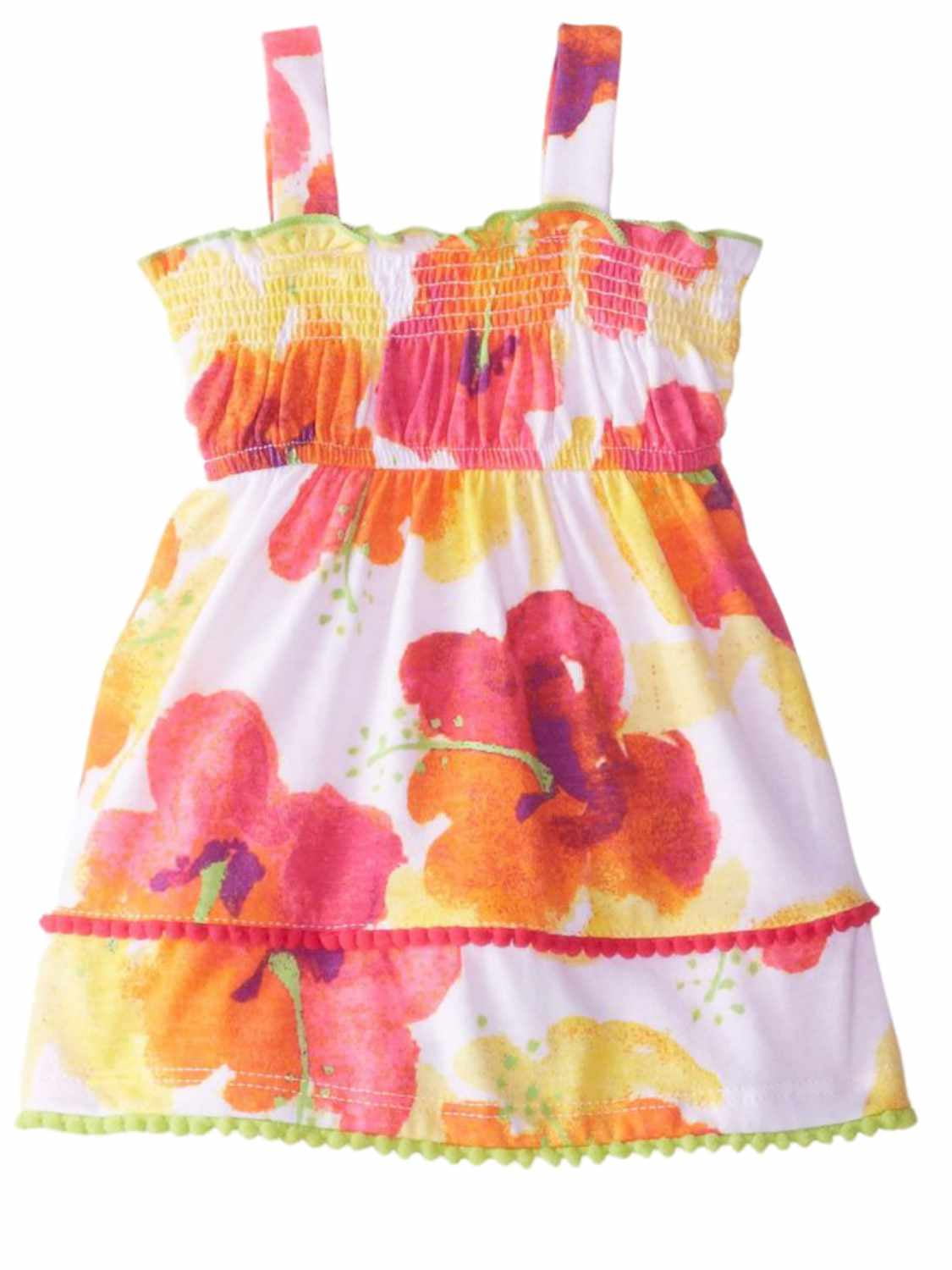 Baby Girl Youngland Pink Frill Tropical Multi Floral Slip On Dress 18M,24M,2T 3T 