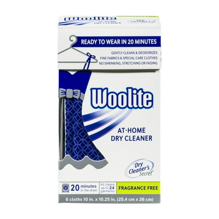 Woolite At-Home Dry Cleaner Cloths Fragrance Free, 6 (Best Enzyme Cleaner Laundry)