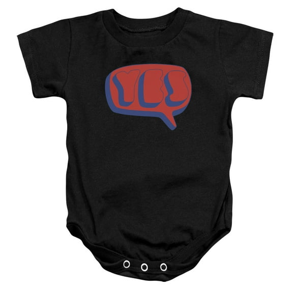 Yes Word Bubble-Infant Romper Snapsuit Black-12Mos
