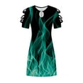 thumbnail image 3 of Patlollav Plus Size Womens Dresses Slimming Draw Back Print Short Sleeve Cold Shoulder Dress, 3 of 6