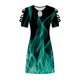 thumbnail image 4 of ICHUANYI Clearance Women Casual Slimming Draw Back Printed Short Sleeves Cold Shoulder Dress(Green, XL) ICHUANYI WER2023081008915, 4 of 5