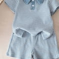 thumbnail image 6 of BLVB Toddler Baby Boy Girl Summer Clothes Short Sleeve Collared T Shirt Striped Shorts Set Cute Outfits 6 Month-4T, 6 of 7