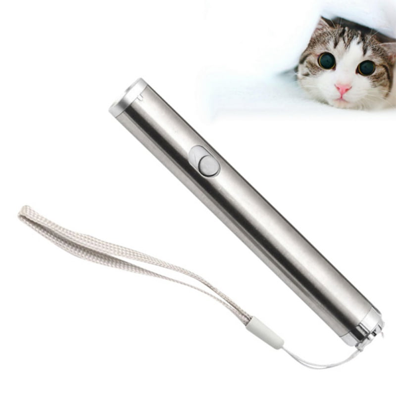Interactive led Training Funny Cat Play Toy Laser Pointer Pen Fish Animation 