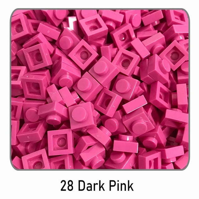 100 Pcs Briques DIY Pièces 3024 1x1 Plaque Éducative Tech Construction Compatible Bloc Pièces Jouets pour Enfant Rose Foncé-L28 100 Pcs