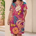 thumbnail image 3 of Vibrant Floral Snake Pattern Design Women's Summer Short Sleeve Casual Dresses Party Dress, 3 of 5