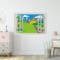 VWAQ - Castle Window Decal Wall Sticker Kids Room 3D Mural Peel and Stick - NWT22 28"H X 42"W