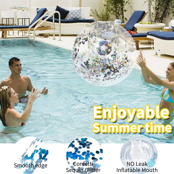 Pelota de playa inflable Bsvklp con purpurina y confeti transparente