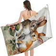 thumbnail image 2 of PHYHOO Beach Towel Cute Baby Bunnies and Leaves Soft Pool Swimming Towels Microfiber Cute Farm Animal Rabbit with Vintage Flower Floral Microfiber Sand Free 30x60in, 2 of 8