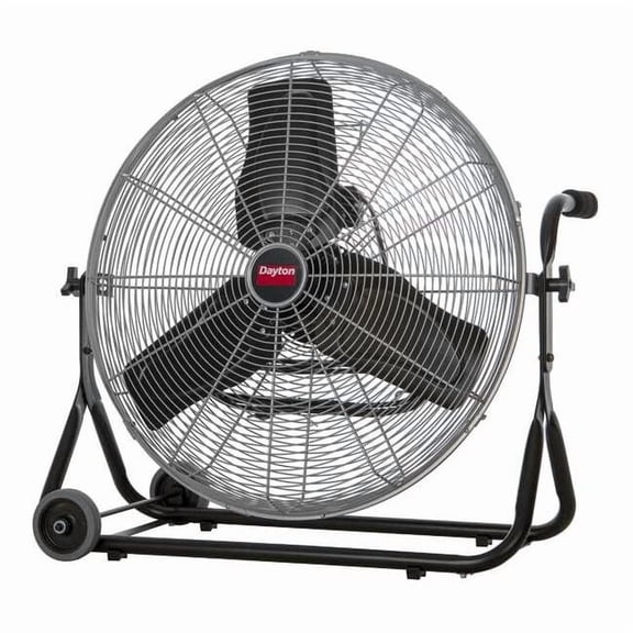 Dayton Mobile Floor Fan, 3 Speeds, Silver, Carrying Handle 61LD86
