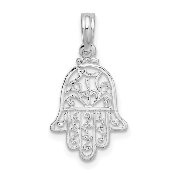 Finest Gold Sterling Silver Polished Cut-Out Hamsa Pendant