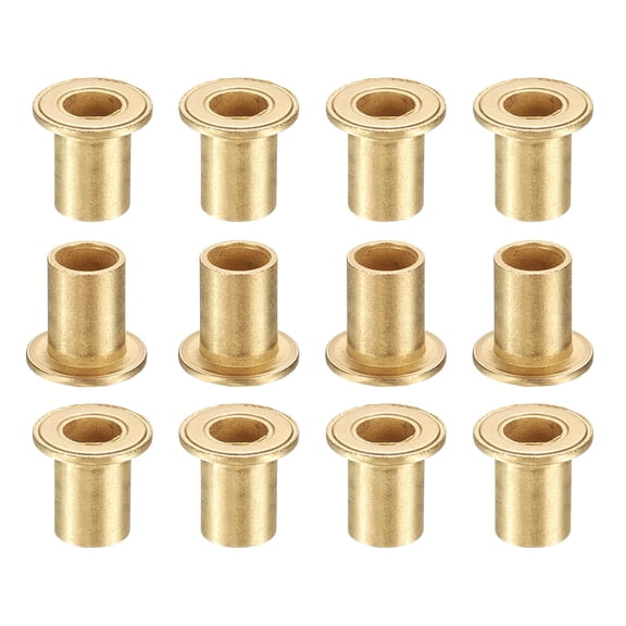 12 Pack Flange Sleeve Bearings, 6mm Bore x 8mm OD x 12mm Length, Self-Lubricating Sintered Bronze Bushings