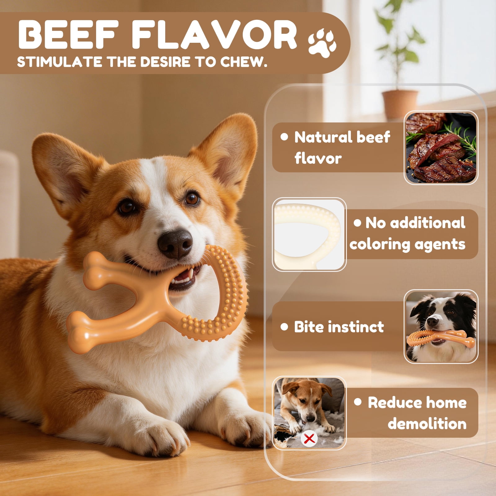 2 Pack Durable Dog Chew Toy for Aggressive Chewers Indestructible Nylon Bone Dental Care Teeth Cleaning Chew Toy for Small Medium and Large Dogs Keep Them Busy Irresistible Beef Flavor