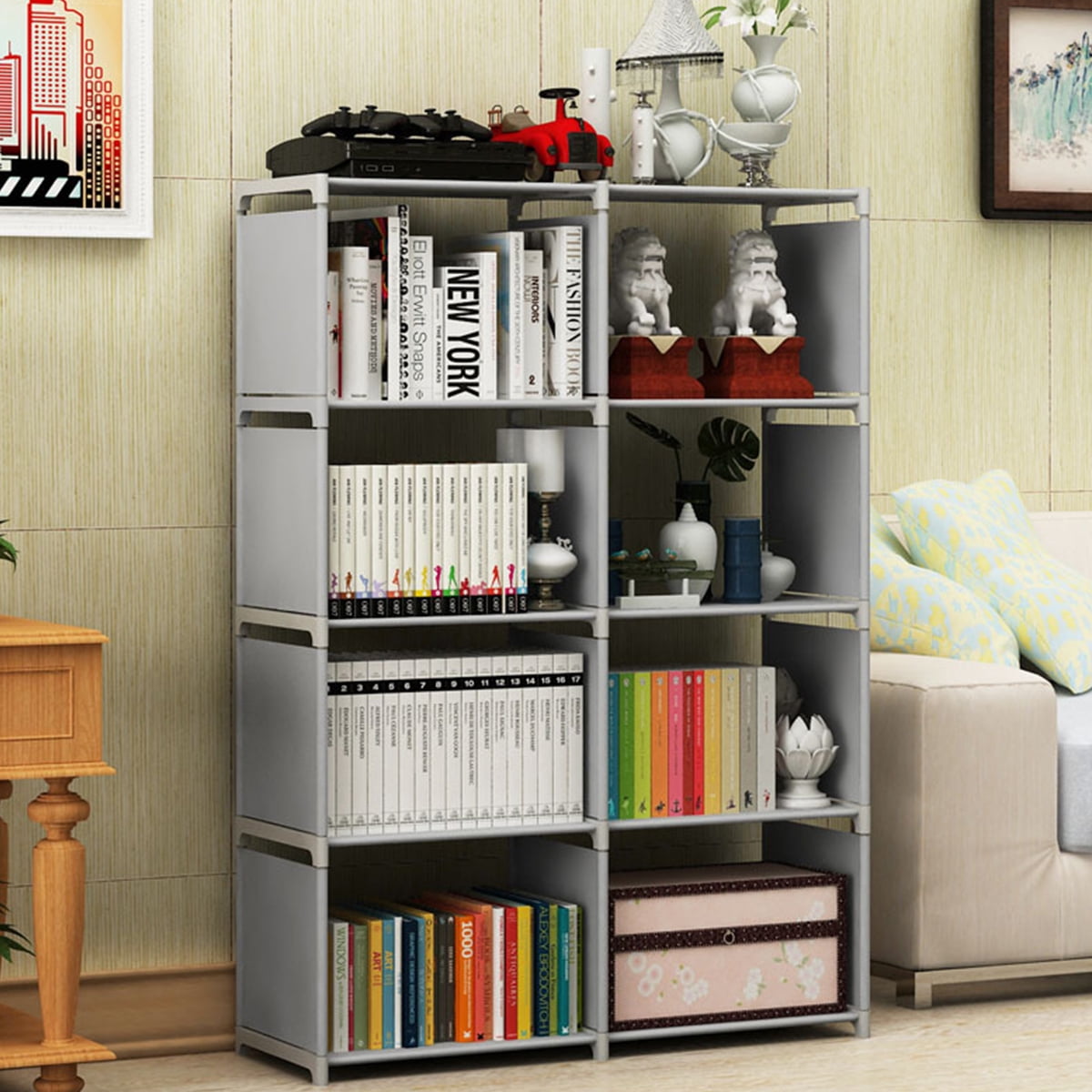 Bookcase 8-Cube Shelving Organizer Home Office Book Storage 4-Shelf Bookshelf US