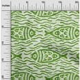 thumbnail image 2 of oneOone Polyester Spandex Green Fabric Asian Block Fish Sewing Craft Projects Fabric Prints By Yard 56 Inch Wide, 2 of 4