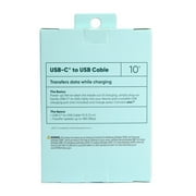 onn. 10ft USB-C to USB-A Charging Cable, USB-IF Certified -Compatible with iPhone 17/16/15 Series, Samsung Galaxy, Note, Pixel Devices iPad Pro, More