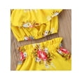 thumbnail image 4 of Summer Toddler Baby Girl Clothes Off Shoulder Ruffle Sling Crop Tops Short Pants 2Pcs Outfits, 4 of 7