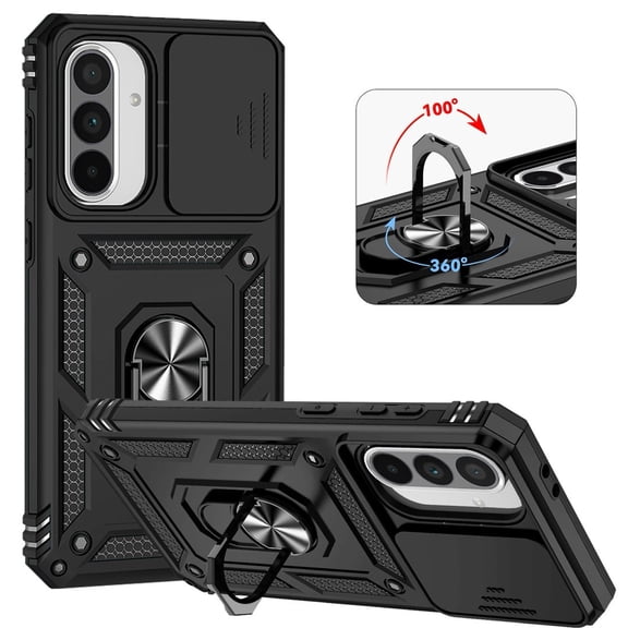 Kebiory for Samsung Galaxy A36 5G Phone Case,Heavy-Duty Shockproof Full Body Magnetic Kickstand Case for Samsung Galaxy A36 5G/A37/A56 - Black