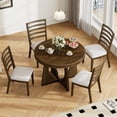 thumbnail image 6 of HighSound 5-Piece Dining Table Set, Mid-Century Wood Kitchen Table with Extendable Dining Table & 4 Upholstered Dining Room Chairs, Walnut, 6 of 9