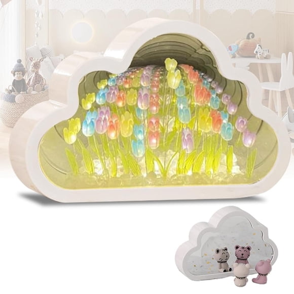 2 En 1 Lámpara Tulipán Con Espejo - Decoraciones De Nube Luz Nocturna Romántica - Regalo Para Sala, multicolor