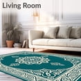 thumbnail image 2 of ODIKA 5'x7' Machine Washable Non-Slip Area Rug, Medallion Journey Throw High Traffic Rug, Teal, 704423, 2 of 7
