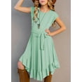 thumbnail image 3 of ONLYSHE Girls Dress Short sleeve Floor Length A Line Swing Midi Casual Sundress 5-14 Years, 3 of 5