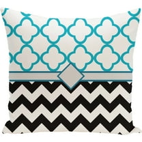 Simply Daisy 16" x 16" Express Line Geometric Print Outdoor Pillow, Blue-Black