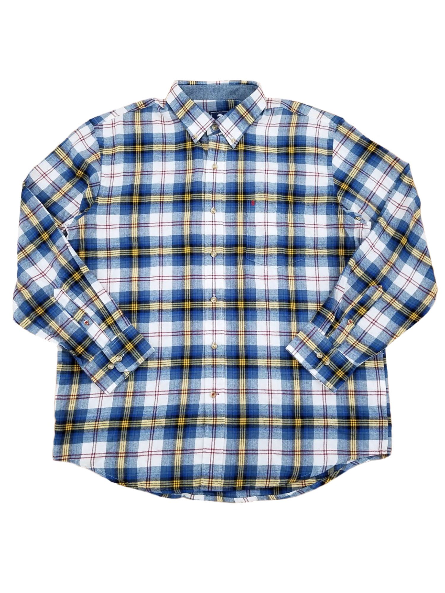 Plaid Long Sleeve Flannel Shirt M or L IZOD Blue Tones Pick One Soft 