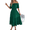 Green, variant on EASYBRA Women Off Shoulder Pleated Waist A Line Maxi Dress Short Sleeve Summer Casual Elegant Dress