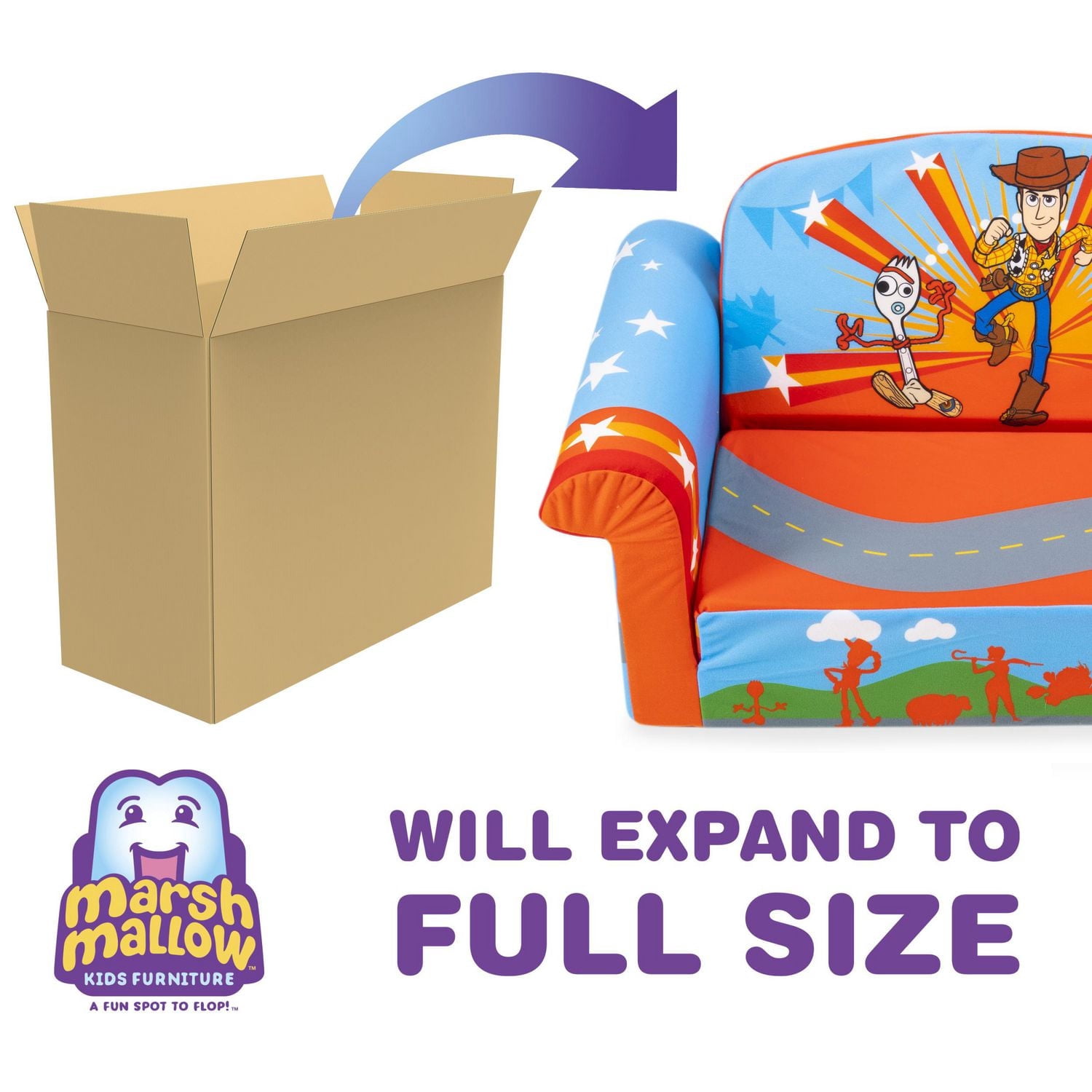 Marshmallow Furniture, Children's 2-in-1 Flip Open Foam Sofa, Sesame Street’s Elmo, by Spin Master